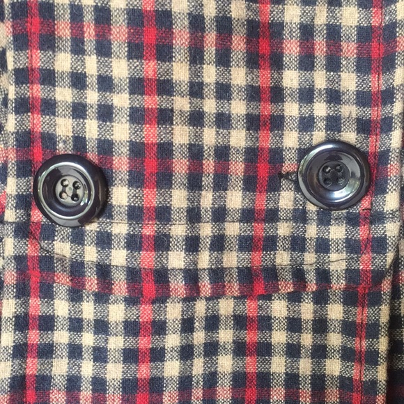 {Romy}Sz Large Wool Blend Plaid Peacoat - Picture 4 of 7